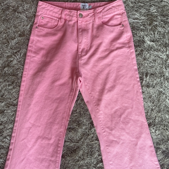 NWT Princess Polly Cabarita Lounge Flare Bubble Gum Pink Denim Jeans - Picture 3 of 7